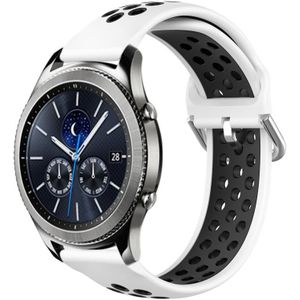 Voor Samsung Gear S3 Classic 22 mm geperforeerde ademende sport siliconen horlogeband (wit + zwart)