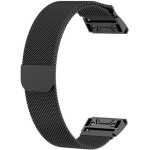 Voor Garmin Fenix 5X Milanese vervangende polsband horlogeband(Zwart)