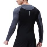 SIGETU Men Elastic Workout Sportwear met lange mouwen (kleur:Zwartgrijs formaat:XXXL)