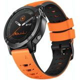Voor Garmin Fenix 7 22 mm trapeziumvormige siliconen horlogeband met snelsluiting (oranje zwart)