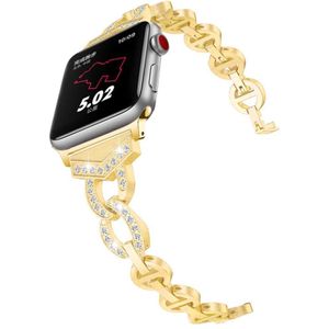 8-vormige VO Diamond-bezaaid Solid RVS polsband horlogeband voor Apple Watch serie 3 & 2 & 1 38mm (goud)