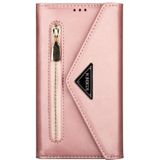 Voor Samsung Galaxy A70 / A70s Skin Feel Zipper Horizontale Flip Lederen case met Holder & Card Slots & Photo Frame & Lanyard & Long Rope (Rose Gold)