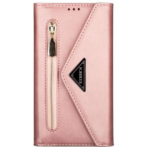 Voor Samsung Galaxy A70 / A70s Skin Feel Zipper Horizontale Flip Lederen case met Holder & Card Slots & Photo Frame & Lanyard & Long Rope (Rose Gold)