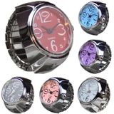 2st L04 2018 Dial Quartz analoog horloge Creative staal Cool elastische Quartz vinger Ring horloge mannen Women(Red)