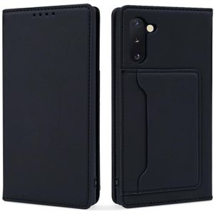 Voor Samsung Galaxy Note10 Sterke Magnetisme Liquid Feel Horizontale Flip Lederen case met Holder & Card Slots & Wallet(Zwart)