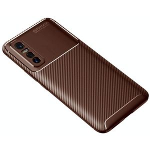 Voor vivo Y73s Carbon Fiber Texture Shockproof TPU Case (Bruin)