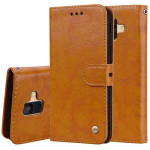 Business stijl olie Wax textuur horizontale Flip lederen case voor Galaxy A6 (2018)  met houder & kaartsleuven & portemonnee (bruin)