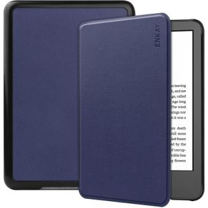 Voor Amazon Kindle 2022 Gen11 ENKAY Custer Textuur Lederen Smart Case (Donkerblauw)