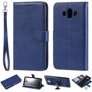 Voor Huawei Mate 10 Solid Color Horizontal Flip Protective Case met Holder & Card Slots & Wallet & Photo Frame & Lanyard(Blue)
