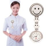 Glimlach stijl Portable legering verpleegkundige ronde Quartz horloge horloge met Pin(White)