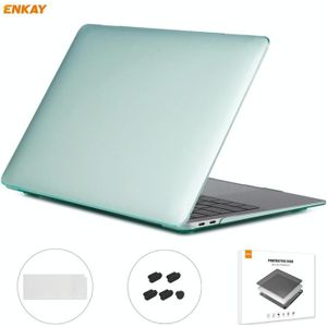 ENKAY 3 in 1 Crystal Laptop Beschermhoes + EU-versie TPU-toetsenbordfilm + antistofpluggen Set voor MacBook Air 13 3 inch A2179 & A2337 (2020)(Groen)