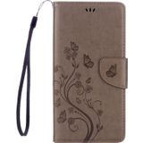 Voor Sony Xperia XA Ultra Bloemens Embossing horizontaal Flip lederen hoesje met houder & opbergruimte voor pinpassen & portemonnee & Lanyard(grijs)