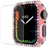 Enkay Hat-Prince Electroplate PC Diamond Watch Case + Full Coverage Gebogen Pet Screen Protector Film voor Apple Watch Series 7 41mm (Pink)