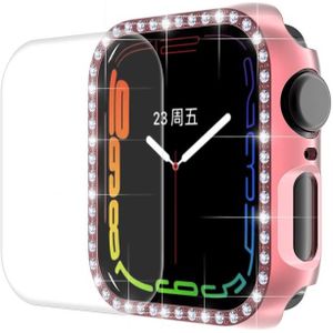 Enkay Hat-Prince Electroplate PC Diamond Watch Case + Full Coverage Gebogen Pet Screen Protector Film voor Apple Watch Series 7 41mm (Pink)