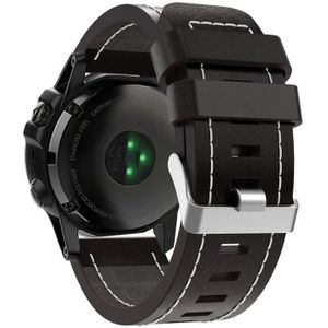 Voor Garmin Descent MK 2 26 mm lederen horlogeband met stalen gesp