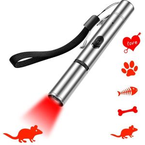 Oplaadbare projectie Grappige Cat Zaklamp Multi-Pattern Pet Speelgoed Roestvrijstalen zaklamp (rood licht)