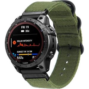 Voor Garmin Fenix 7 nylon horlogeband met drie ringen en stalen gesp