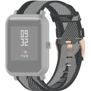 20mm Stripe Weave Nylon Polsband horlogeband voor Huami Amazfit GTR 42mm / GTS / BIP / BIP Lite (Grijs)