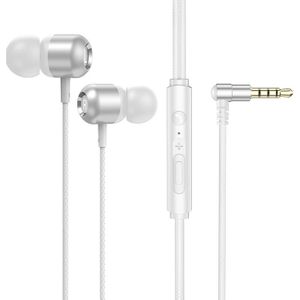 2 stks TS6000 3.5mm metalen elleboog in-ear bedrade besturing oortelefoon met microfoon