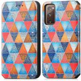 Voor Samsung Galaxy S20 Fe Kleurrijke Magnetische Horizontale Flip PU Lederen Case met Houder & Card Slot & Portemonnee (Rhombus Mandala)