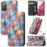 Voor Samsung Galaxy S20 Fe Kleurrijke Magnetische Horizontale Flip PU Lederen Case met Houder & Card Slot & Portemonnee (Rhombus Mandala)
