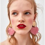 Perzik hart oorbellen retro serie acryl Stud Oorbellen voor vrouwen (rood)