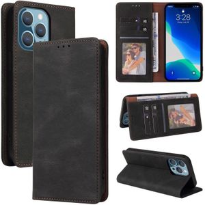 Simple Suction Closure Horizontal Flip Leather Case with Holder & Card Slot & Wallet For iPhone 13 Pro Max(Black)