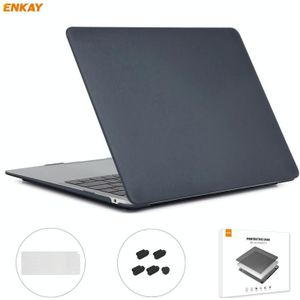 ENKAY 3 in 1 Matte Laptop Beschermhoes + EU-versie TPU Keyboard Film + Anti-dust Pluggen Set voor MacBook Air 13 3 inch A2179 & A2337 (2020)(Zwart)