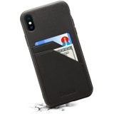 For iPhone X / XS Denior V1 Luxury Car Cowhide Leather Protective Case with Double Card Slots(Black)