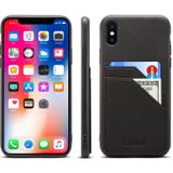 For iPhone X / XS Denior V1 Luxury Car Cowhide Leather Protective Case with Double Card Slots(Black)