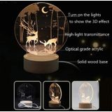 3D Sfeer decoratieve licht acryl innerlijke gesneden LED Night Light Creative Girl Tafellamp (Herten)