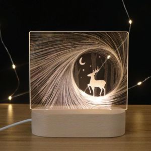 3D Sfeer decoratieve licht acryl innerlijke gesneden LED Night Light Creative Girl Tafellamp (Herten)