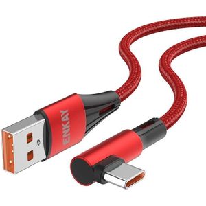 Enkay 66W USB naar USB-C / Type-C elleboog 6a Volledig protocol Fast Laying Data Cable  Lengte: 1m