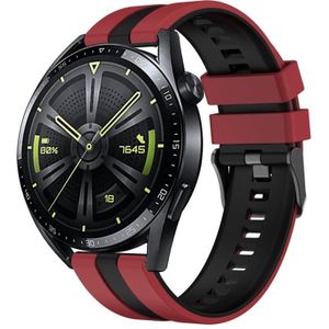Voor Huawei Watch GT 3 / GT 3 Pro Verticale tweekleurige siliconen horlogeband (donkerrood + zwart)