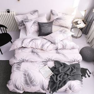 Luxe beddengoed zwart marmer patroon instellen geschuurd gedrukte quilt cover kussensloop  grootte: 210x210cm (Feather)