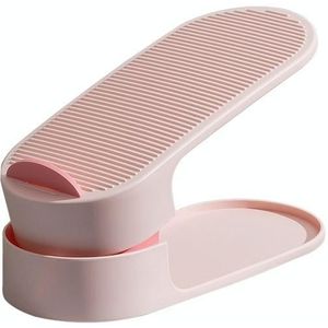 2 PCS schoenenkast opslag dubbel verstelbare schoenenrek (roze)