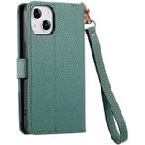 Voor iPhone 7 Plus / 8 Plus Love Zipper Lanyard Leather Phone Case(Groen)