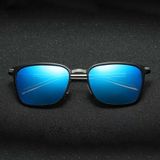 Mannen Fashion UV400 vierkant Frame gepolariseerde zonnebril (Silver & zwart + Ice Blue)