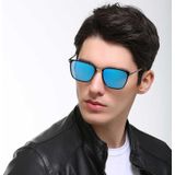 Mannen Fashion UV400 vierkant Frame gepolariseerde zonnebril (Silver & zwart + Ice Blue)