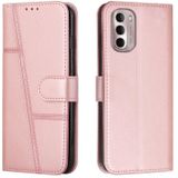 For Motorola Moto G Stylus 2022 4G Stitching Calf Texture Buckle Leather Phone Case(Pink)