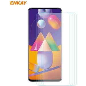 Voor Samsung Galaxy M31s 5 PCS ENKAY Hat-Prince 0.26mm 9H 2.5D Curved Edge Tempered Glass Film