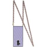 Voor Huawei Mate 20 Lite Elegant Rhombic Pattern Microfiber Leather + TPU Shockproof Case met Crossbody Strap Chain (Purple)