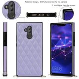 Voor Huawei Mate 20 Lite Elegant Rhombic Pattern Microfiber Leather + TPU Shockproof Case met Crossbody Strap Chain (Purple)