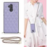 Voor Huawei Mate 20 Lite Elegant Rhombic Pattern Microfiber Leather + TPU Shockproof Case met Crossbody Strap Chain (Purple)