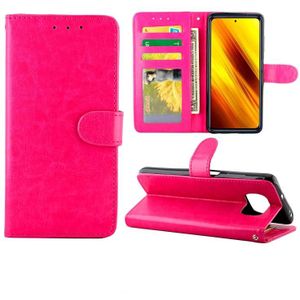 Voor Xiaomi Poco X3 NFC Crazy Horse Texture Leather Horizontale Flip Beschermhoes met Houder & Card Slots & Wallet & Photo Frame(Rose Red)