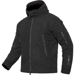 Fleece warme mannen thermische ademende capuchon jas (zwart)