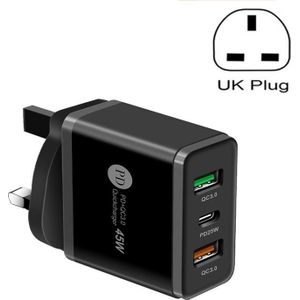 45W PD3.0 + 2 x QC3.0 USB multi-poort snellader  UK-stekker