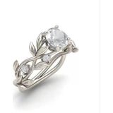 Crystal vine Leaf design Verlovings ring mode voor vrouwen sieraden  ring grootte: 6 (wit)