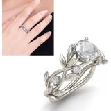 Crystal vine Leaf design Verlovings ring mode voor vrouwen sieraden  ring grootte: 6 (wit)