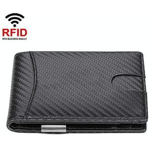 RFID Anti-diefstalborstel Heren Vintage lederen portemonnee kaarthoes (koolstofvezel + zwarte binnenkant)
